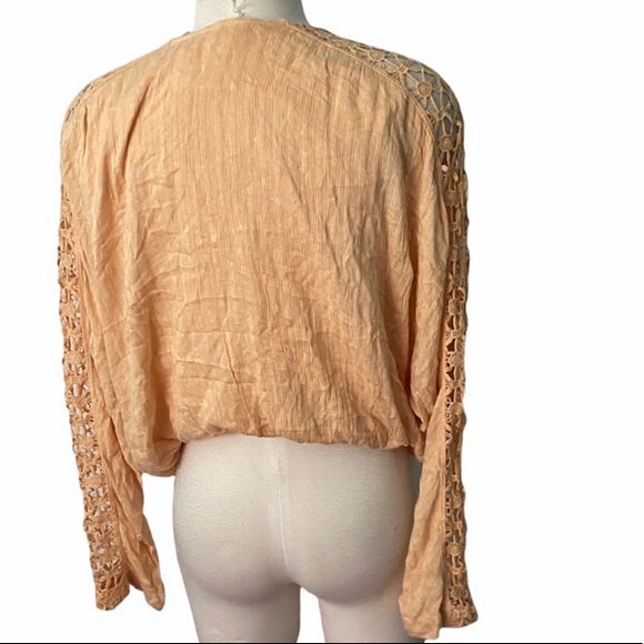 Free people runaway crochet orange top sz-XS - Picture 4 of 7